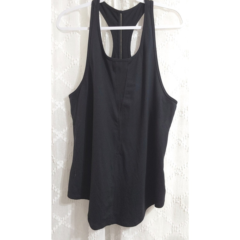 Womens Black Racerback Athletic Tank Top Mesh Back Vent Gym Shirt Large